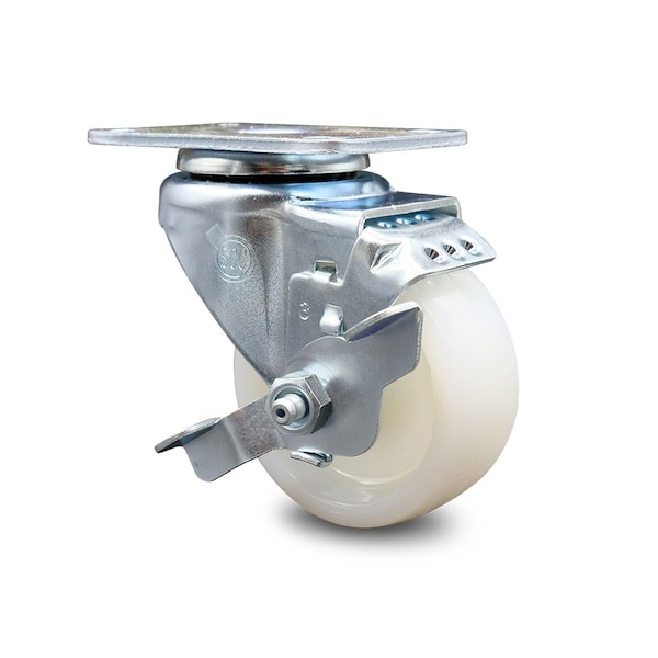 3 Inch Nylon Wheel Swivel Top Plate Caster with Brake